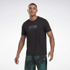 Black Reebok Activchill+DreamBlend T-Shirt | OZM-915280