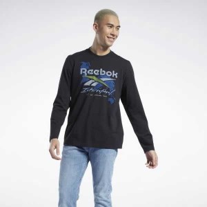 Black Reebok Graphic Series Pre-Season Long Sleeve T-Shirt | KEZ-016354