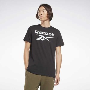 Black Reebok Identity Big Logo T-Shirt | CKU-163784