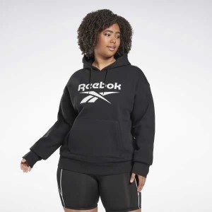 Black Reebok Identity Logo Fleece Pullover Hoodie | YQF-723856