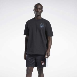 Black Reebok Iverson Basketball I3 Blueprint Short Sleeve T-Shirt | KJV-496728
