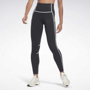 Black Reebok Lux High-Waisted Colorblock Tights | IOK-236891