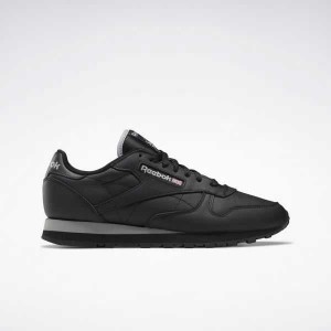 Black / Grey / Black Reebok Classic Leather Shoes | HUM-835914