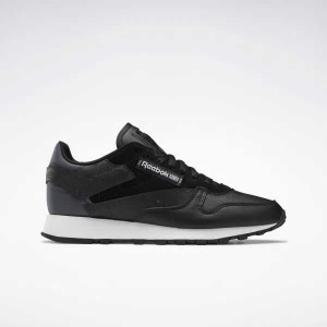 Black / Grey / White Reebok Classic Leather Make It Yours Shoes | OPC-423651
