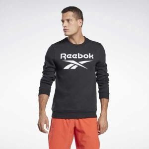 Black / White Reebok Identity Fleece Crew Sweatshirt | LWO-751862