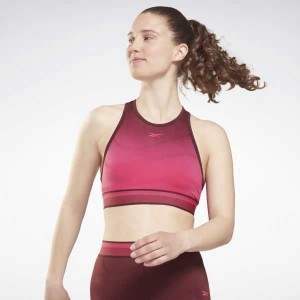 Burgundy / Pink Reebok United By Fitness Seamless Crop Top | NYI-723461