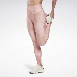 Coral Reebok Les Mills Lux Bold High-Waisted Printed Tights | ZHC-213679