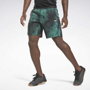 Deep Green Reebok Epic Lightweight Printed Training Shorts | PND-081374