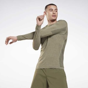 Green Reebok United By Fitness MyoKnit Seamless Long Sleeve Shirt | NHA-345176