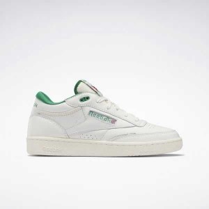 Green / White Reebok Club C Mid II Vintage Shoes | DYL-423059