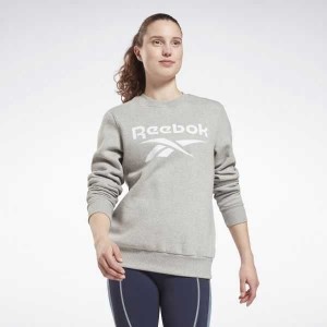 Grey Reebok Identity Logo Fleece Crew Sweatshirt | WHI-947218
