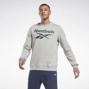 Grey / Black Reebok Identity Fleece Crew Sweatshirt | WEB-532879