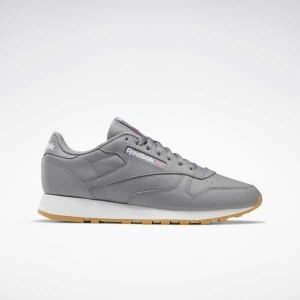 Grey / White Reebok Classic Leather Shoes | HOQ-096478