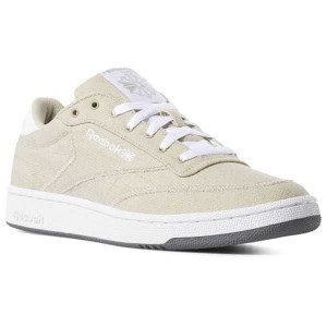 Light Brown / White / Grey Reebok Club C 85 Canvas Shoes | SOU-476910