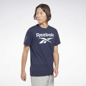 Navy Reebok Identity Big Logo T-Shirt | PZD-704836