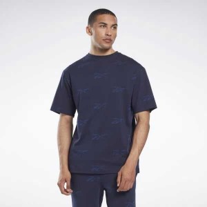 Navy Reebok Identity Vector T-Shirt | FUL-180529