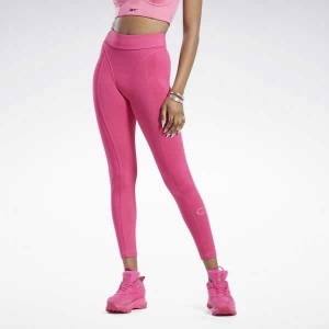 Pink Reebok Cardi B High-Rise Tights | VUQ-789203