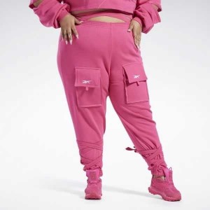 Pink Reebok Cardi B Knit Pants | URT-487296