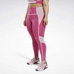 Pink Reebok Lux High-Waisted Colorblock Tights | VNE-542903