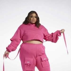 Pink / Pink Reebok Cardi B Knit Hoodie | GCY-248109