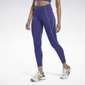 Purple Reebok Workout Ready Ribbed High-Rise Leggings | PLH-598762