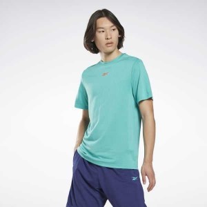 Turquoise Reebok Workout Ready Melange T-Shirt | QST-208349