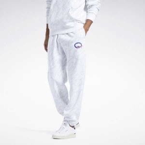 White Reebok Basketball Question Allover Print Fleece Pants | GKR-958421
