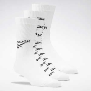 White Reebok Classics Fold-Over Crew Socks 3 Pairs | HME-837590