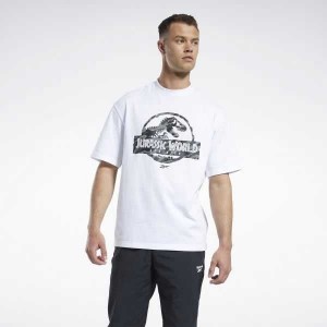 White Reebok Jurassic World T-Shirt | ZDA-642985