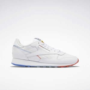 White / Blue / Red Reebok Popsicle Classic Leather Shoes | GPY-015729