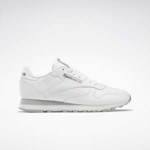 White / Grey / Grey Reebok Classic Leather Shoes | OEX-683504