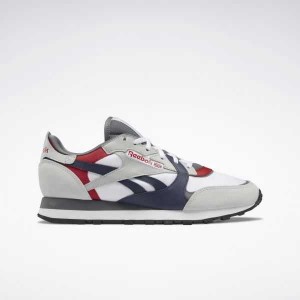 White / Grey / Grey Reebok Classic Leather Shoes | ANX-412687
