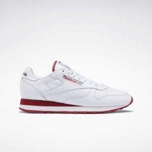 White / Red / White Reebok Classic Leather Shoes | PMV-859402