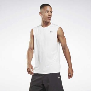 White / White Reebok Workout Ready Sleeveless Tech T-Shirt | TND-415903