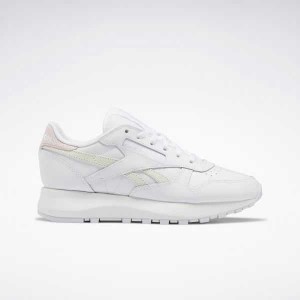 White / White / Pink Reebok Classic Leather SP | HUP-681723