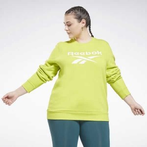 Yellow / White Reebok Identity Logo Fleece Crew Sweatshirt | YNA-748691