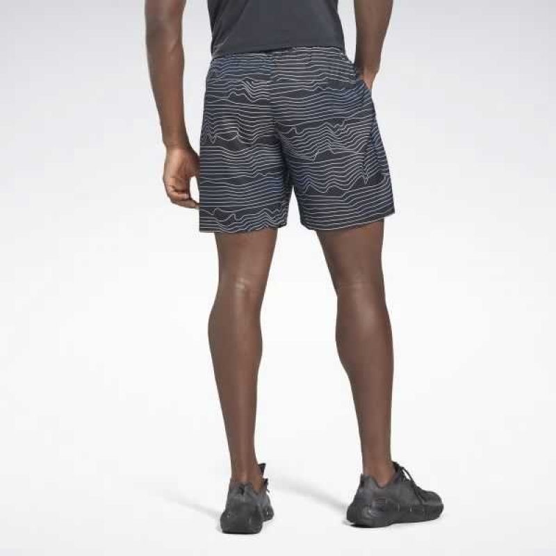 Black Reebok Allover Print Speed 2.0 Shorts | WHQ-098132