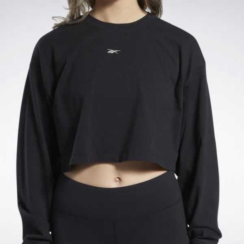 Black Reebok Classics Cotton Long Sleeve T-Shirt | SPU-520791