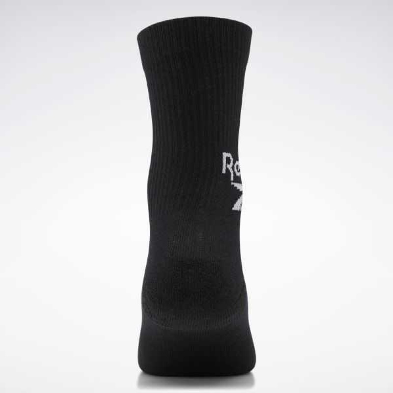 Black Reebok Classics Fold-Over Crew Socks 3 Pairs | LBS-054978