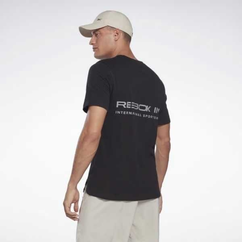 Black Reebok Graphic Speedwick Move T-Shirt | UKM-912648