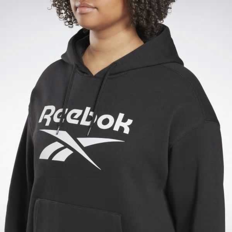 Black Reebok Identity Logo Fleece Pullover Hoodie | BUF-609721