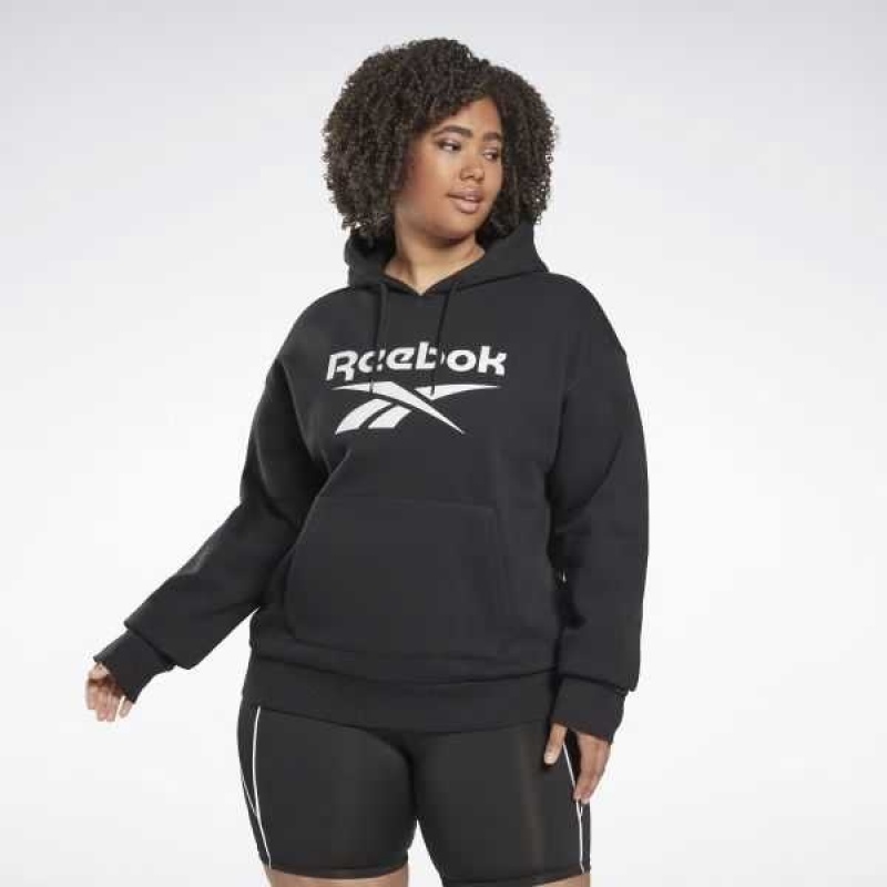 Black Reebok Identity Logo Fleece Pullover Hoodie | BUF-609721