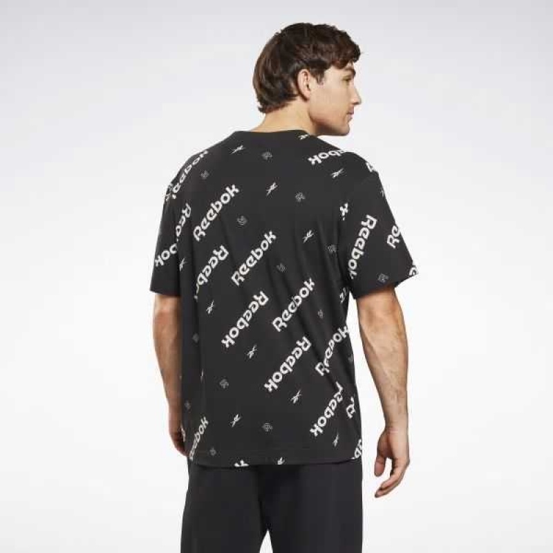 Black Reebok Identity T-Shirt | BOZ-621987
