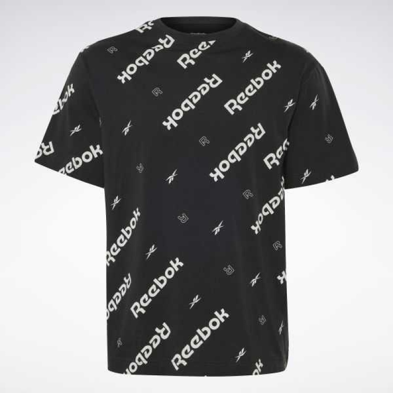 Black Reebok Identity T-Shirt | BOZ-621987