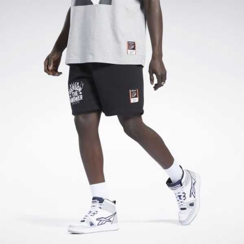Black Reebok Iverson Basketball Fleece Shorts | JNH-823917
