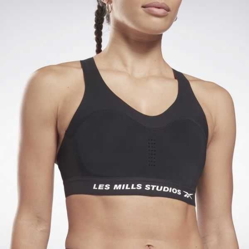 Black Reebok Les Mills PureMove Plus Sports Bra | LIX-093247
