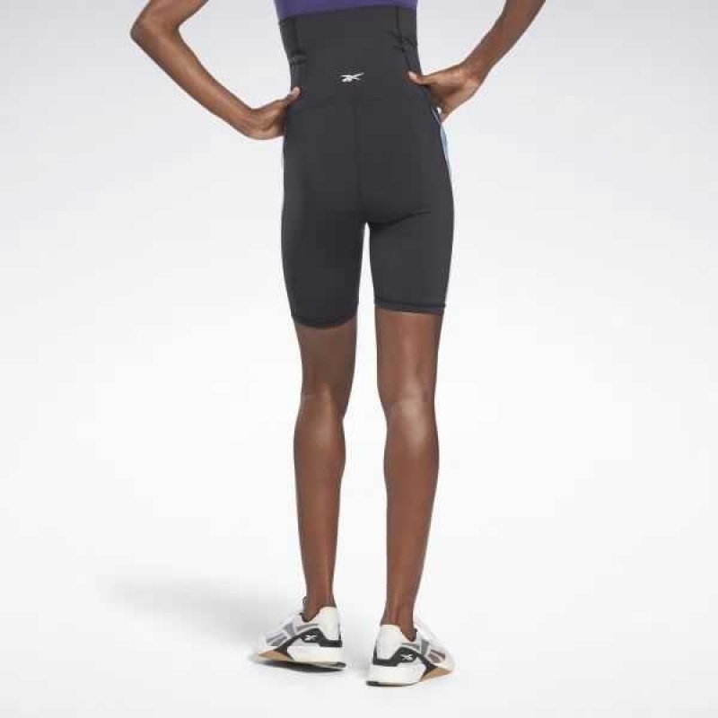 Black Reebok Lux Maternity Bike Shorts | CBI-830742