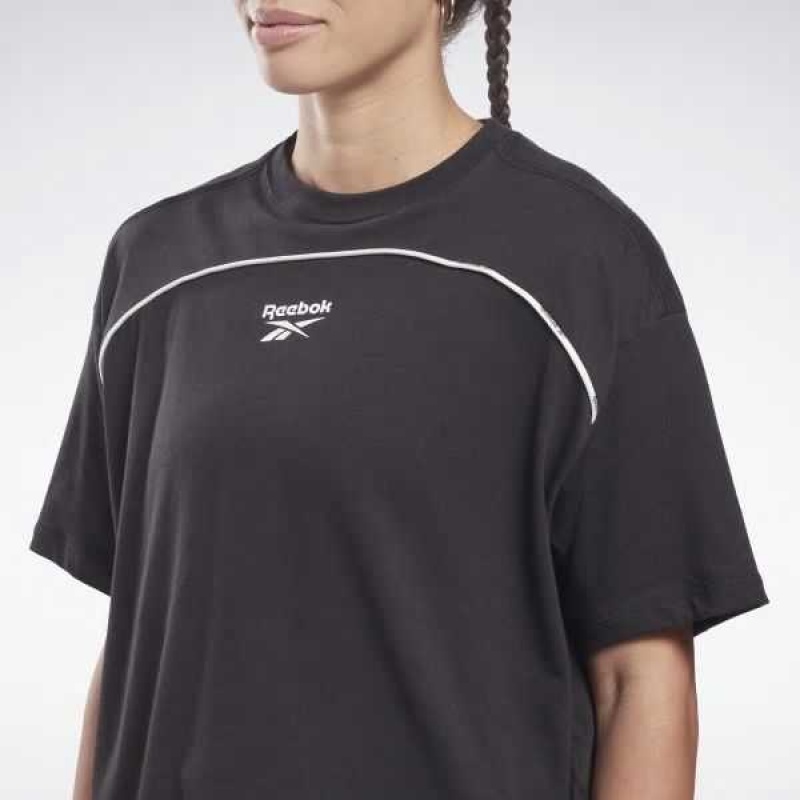 Black Reebok Piping T-Shirt | TXL-210859