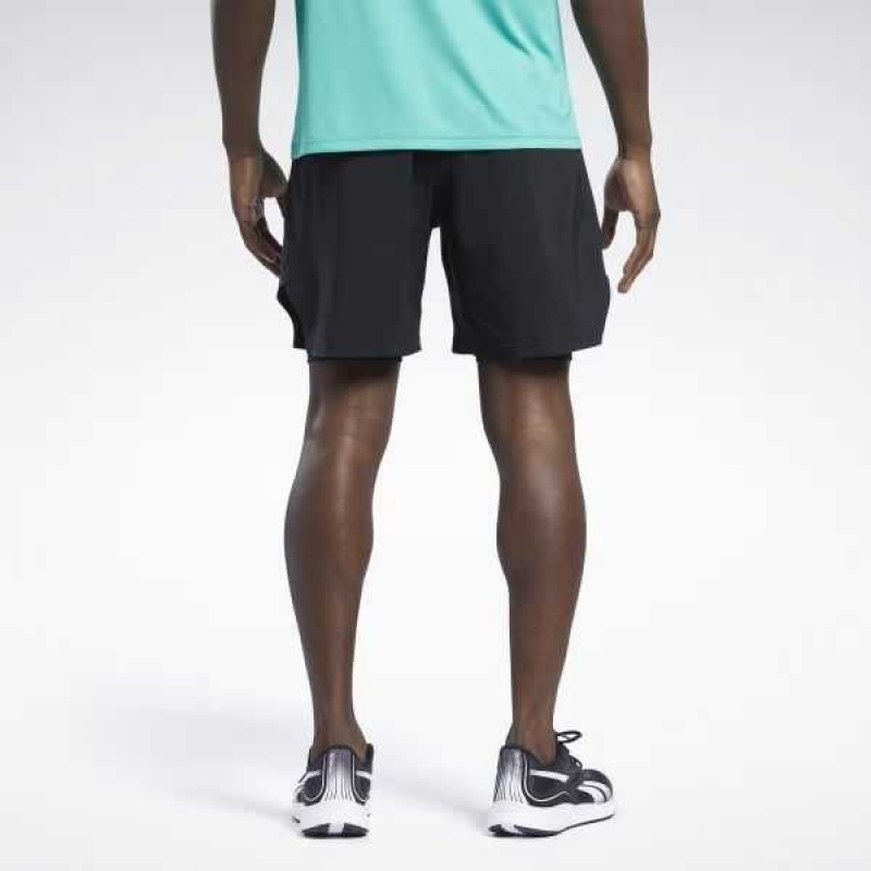 Black Reebok Running Two-in-One Shorts | VRO-421790