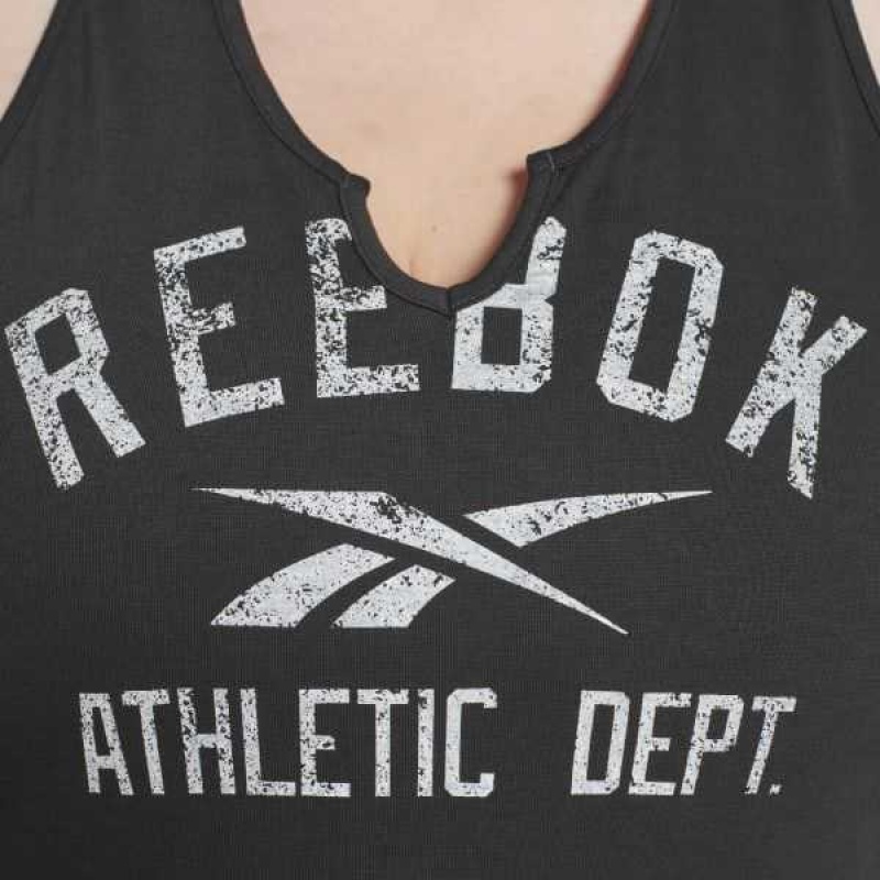 Black Reebok Workout Ready Supremium Big Logo Tank Top | CWA-709145